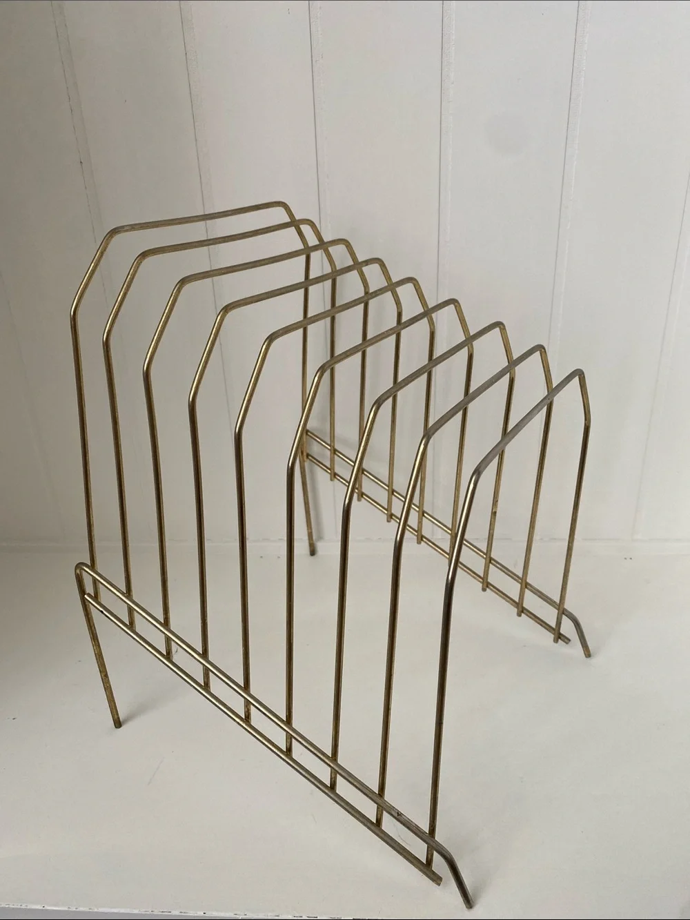 Vintage Midcentury Gold tone Brass Record Rack